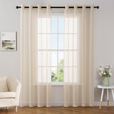 Elegant Lightweight Grommet Light Filtering Window Solid Color Sheer Curtains Cream 54Wx84L
